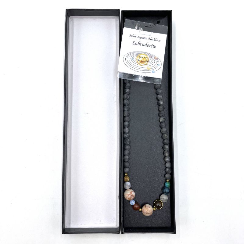 Solar System Necklace - Matte Dark Labradorite