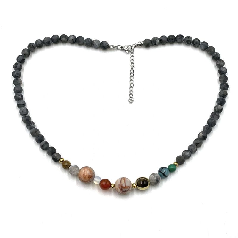 Solar System Necklace - Matte Dark Labradorite