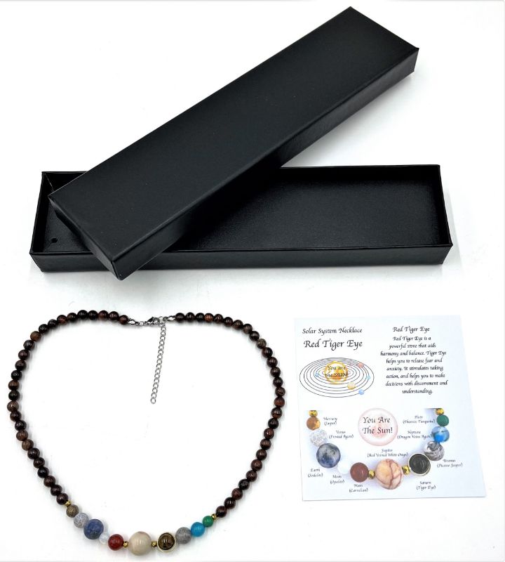 Solar System Necklace - Red Tiger Eye