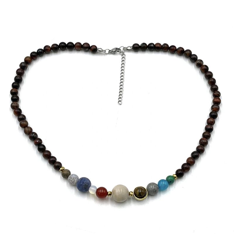 Solar System Necklace - Red Tiger Eye