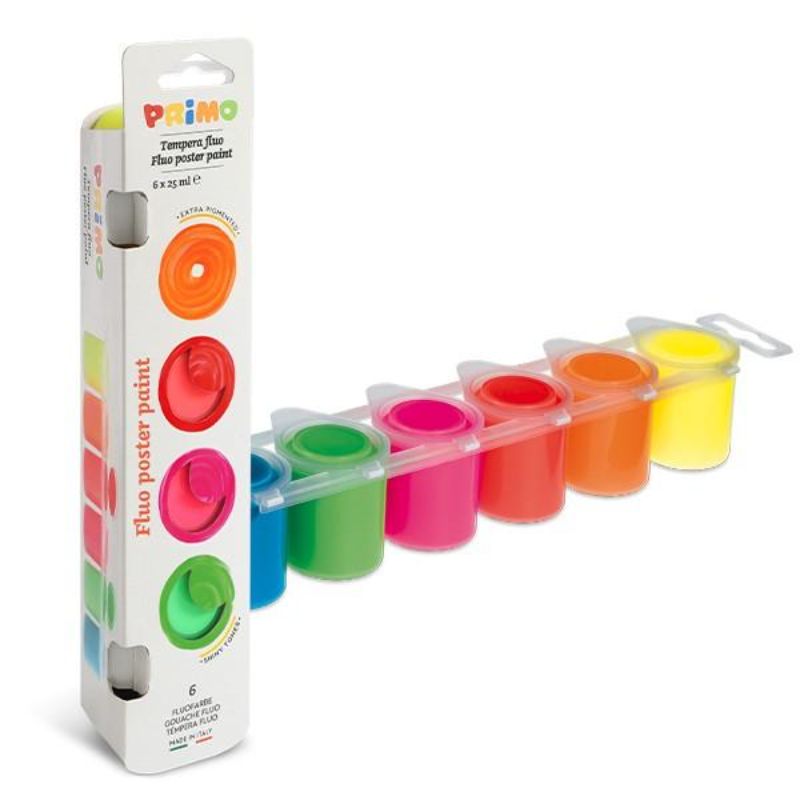 PRIMO READY MIX POSTER PAINT 25ML SET OF 6 - FLUO 25ML