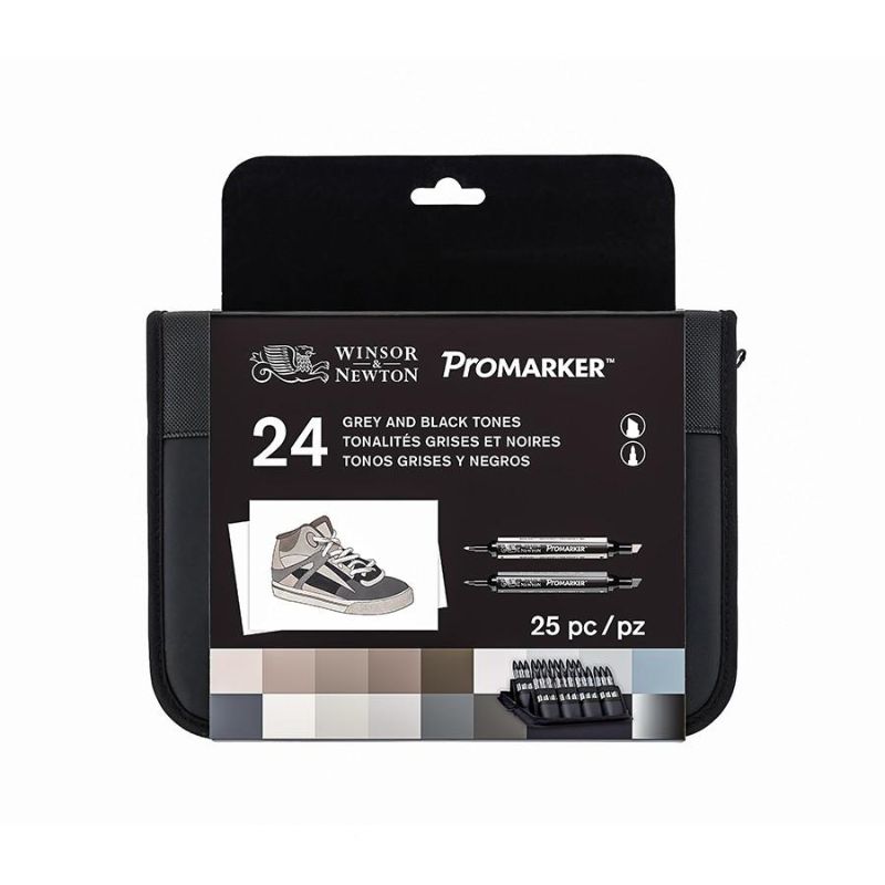 WINSOR & NEWTON PROMARKER BLACK & GREY SET OF 24 -