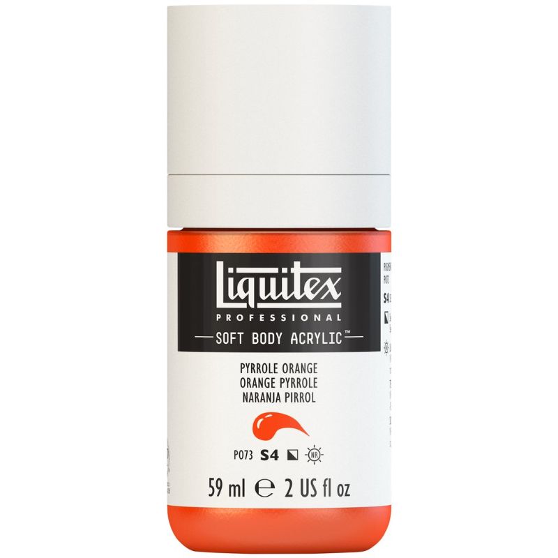 LIQUITEX PROFESSIONAL SOFT BODY ACRYLIC PAINT 59ML - PYRROLE ORANGE 323 S4