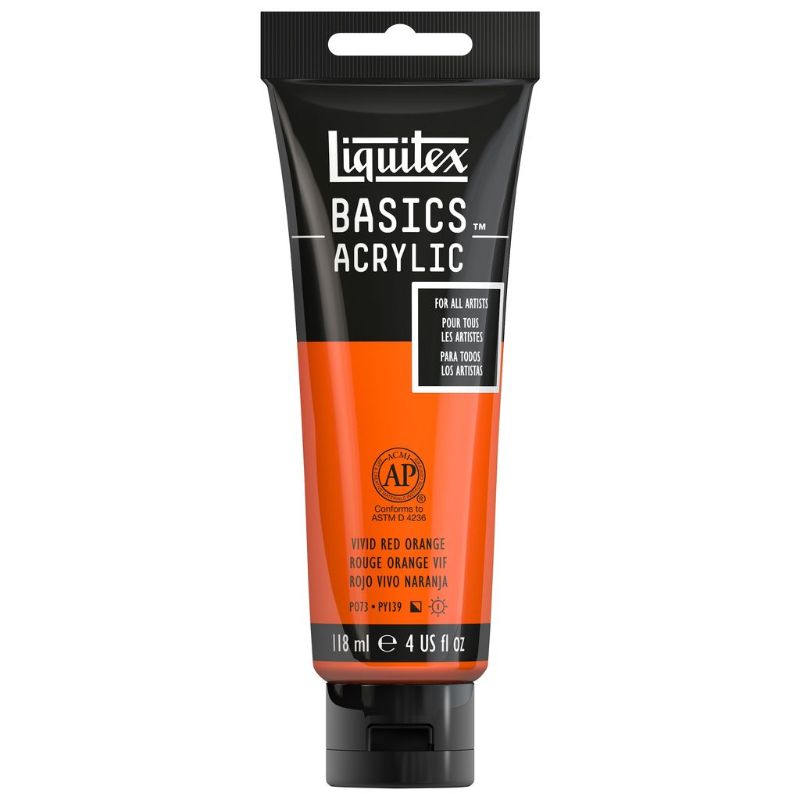 LIQUITEX BASICS ACRYLIC PAINT 118ML - VIVID RED ORANGE