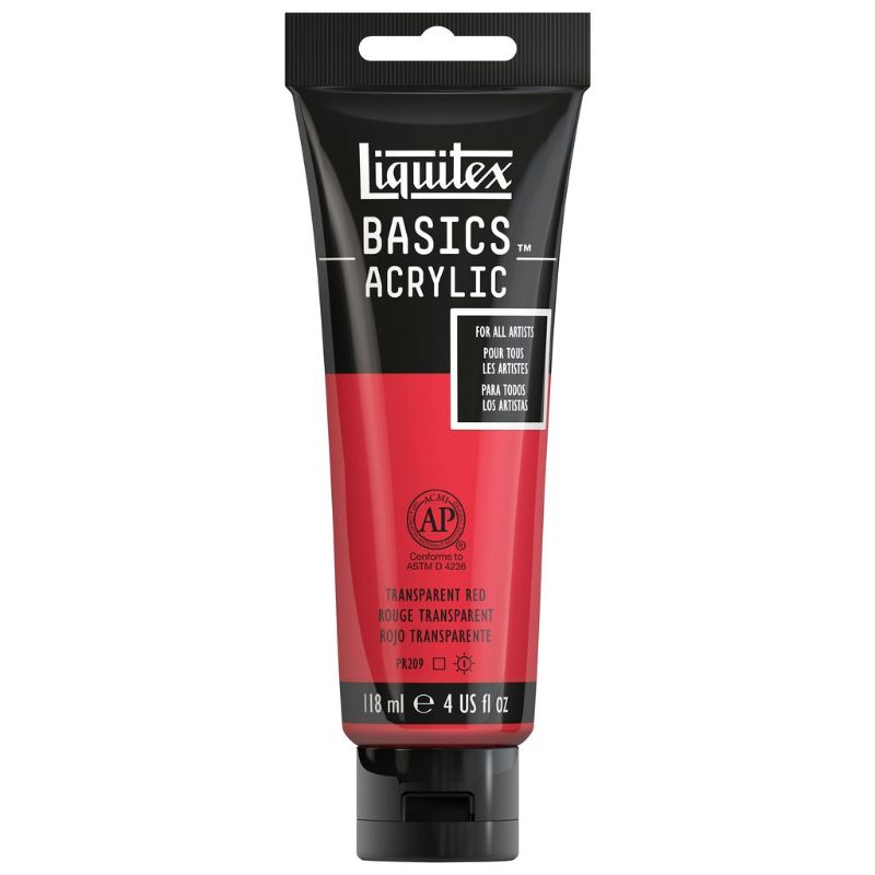 LIQUITEX BASICS ACRYLIC PAINT 118ML - TRANS RED