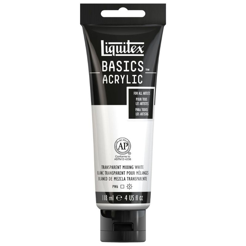LIQUITEX BASICS ACRYLIC PAINT 118ML - TRANS WHITE