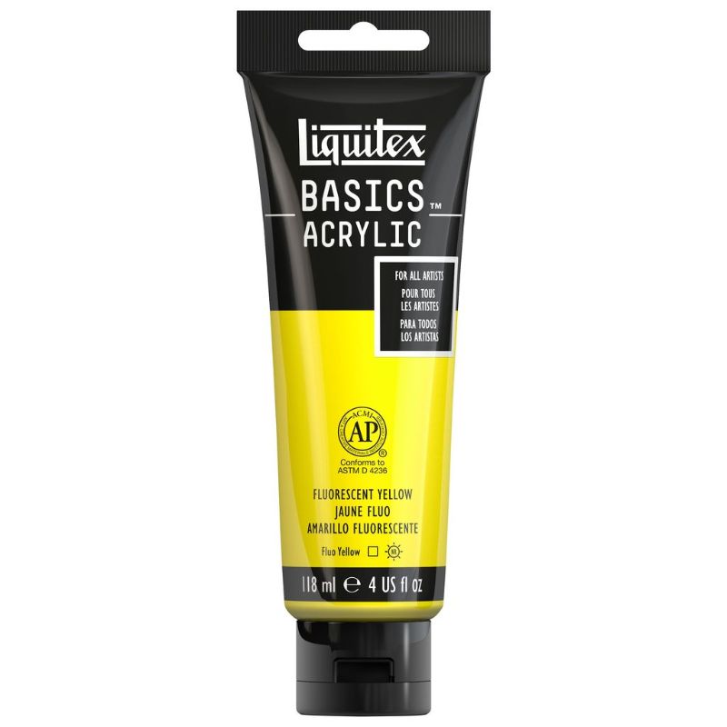 LIQUITEX BASICS ACRYLIC PAINT 118ML - FLURO YELLOW