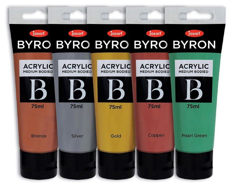 JASART BYRON ACRYLIC PAINT 75ML SET OF 5 - METALLIC SET 5