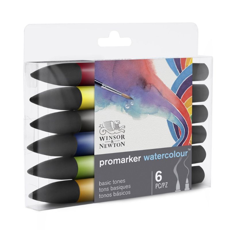WINSOR AND NEWTON PROMARKER WATERCOLOUR SET OF 6 - WC BASIC TONES