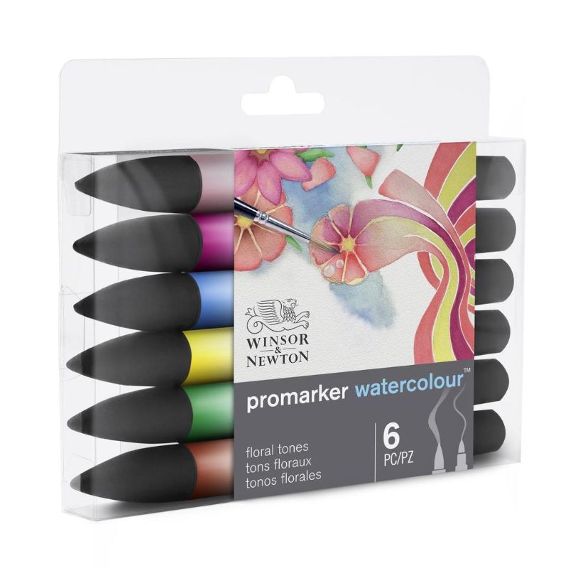 WINSOR AND NEWTON PROMARKER WATERCOLOUR SET OF 6 - WC FLORAL TONES