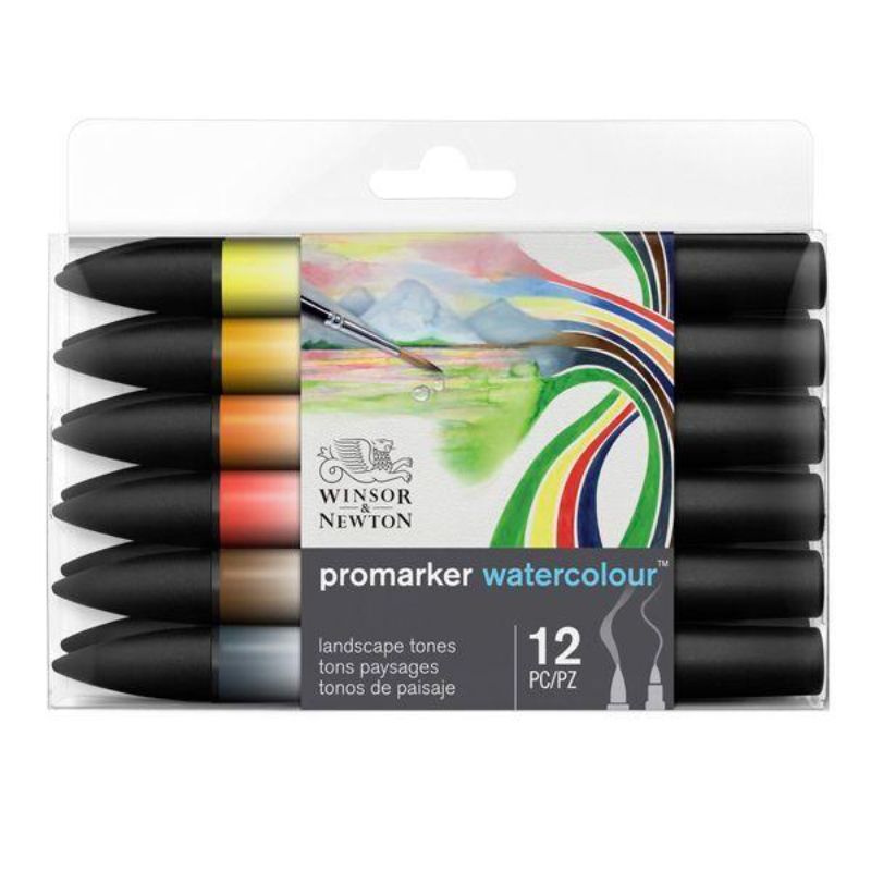WINSOR AND NEWTON PROMARKER WATERCOLOUR SET OF 12 - LANDSCAPE TONES