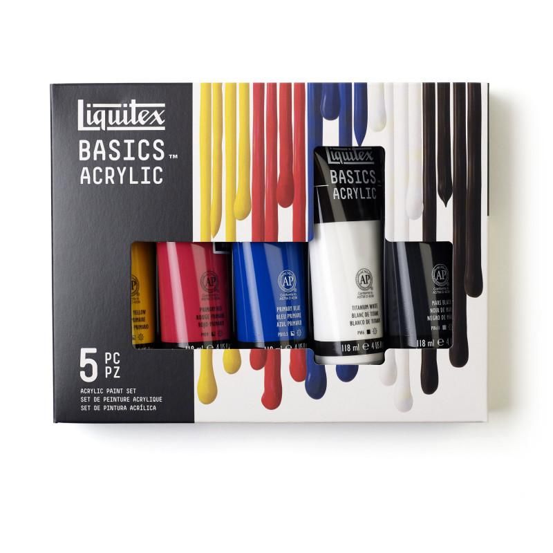 LIQUITEX BASICS 118ML ACRYLIC PAINT - SET OF 5 - LIQUITEX BASICS 118ML SET 5