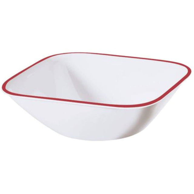 Set of 6 Corelle Splendor 650ml bowls with elegant red and grey design, durable, stackable, and microwave safe.