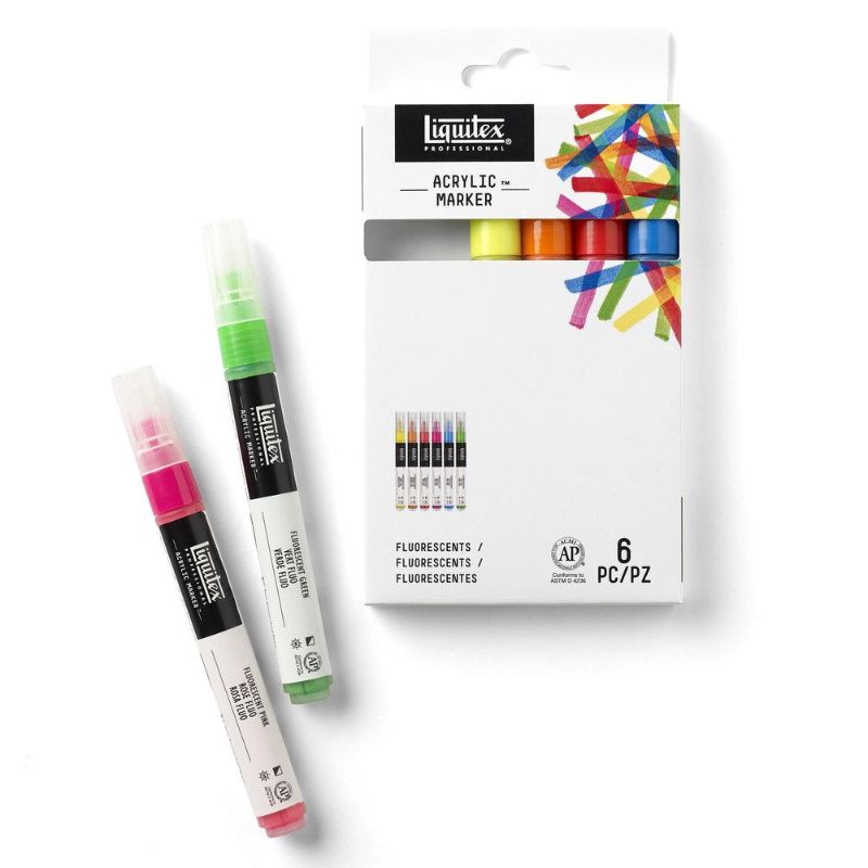 LIQUITEX ACRYLIC MARKER FLURO 4MM - SET OF 6 -