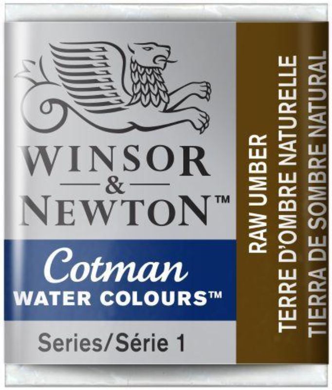 WINSOR & NEWTON COTMAN WATERCOLOUR HALF PAN PAINT - RAW UMBER 554