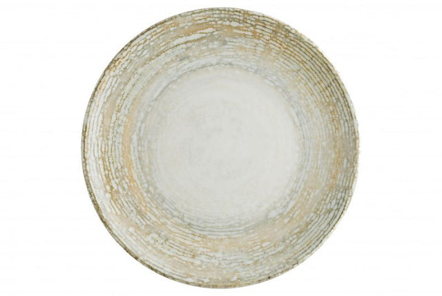 Set of 12 Bonna Patera coupe plates, 210 mm, featuring an earthy tone, durable porcelain, and elegant design perfect for any occasion.