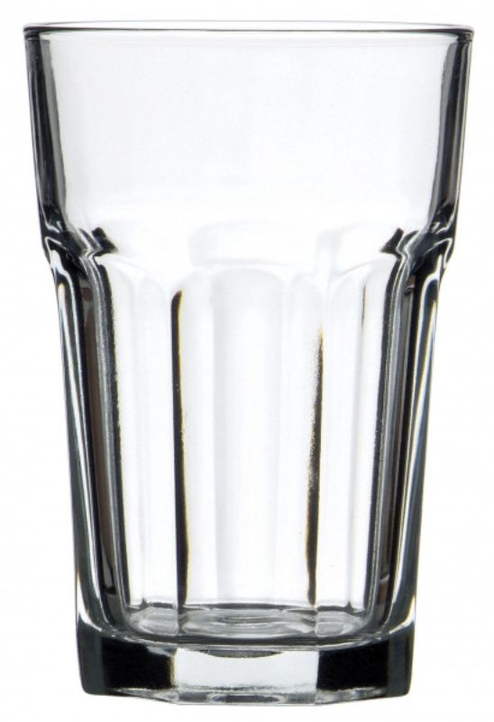 Set of 12 Pasabahce Casablanca Cooler glasses, 365ml each, perfect for cocktails, soft drinks, and elegant dining.