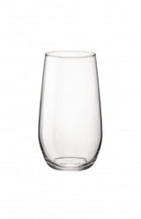Set of 6 Bormioli Rocco Electra HiBall glasses, 390ml capacity, lead-free crystal with elegant design for cocktails and juices.