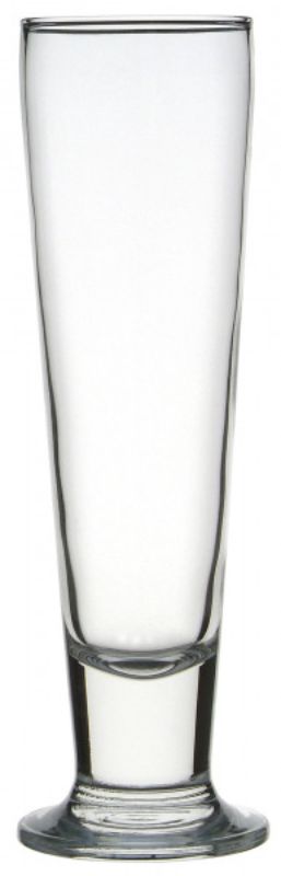 Set of 12 elegant 405ml footed pilsner glasses, perfect for serving ales and lagers, crafted from durable glass in Turkey.