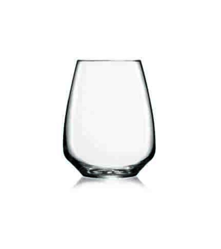 Set of 6 Luigi Bormioli Atelier stemless Riesling glasses, 400ml, crafted from durable lead-free crystal.