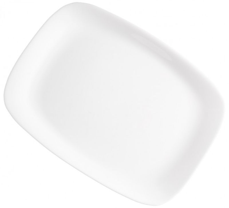 Set of 12 Bormioli Rocco Gusto 33cm rectangular plates in tempered opal glass, perfect for stylish dining and presentations.