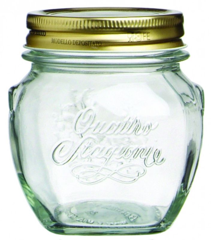 Set of 12 elegant 300ml Bormioli Rocco Amphora Jars, ideal for canning jams, pickles, and sauces with a stylish design.