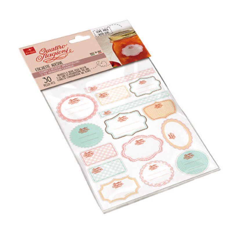 Set of 30 vintage-style adhesive labels for organizing homemade preserves, perfect for canning enthusiasts.
