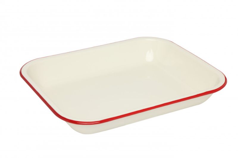 Wiltshire - Enamel Baking Dish with red rim 34cm