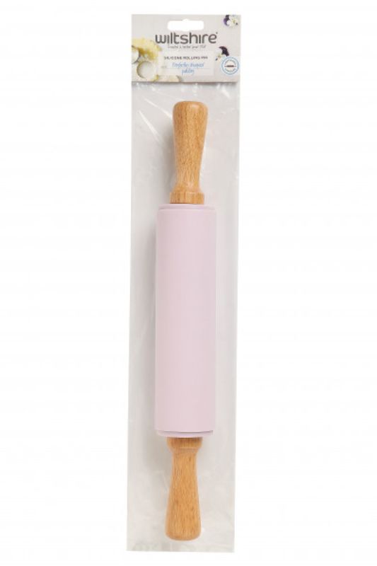 Wiltshire Silicone Rolling Pin with contoured handles for easy, precise dough rolling and non-stick surface for hassle-free baking.