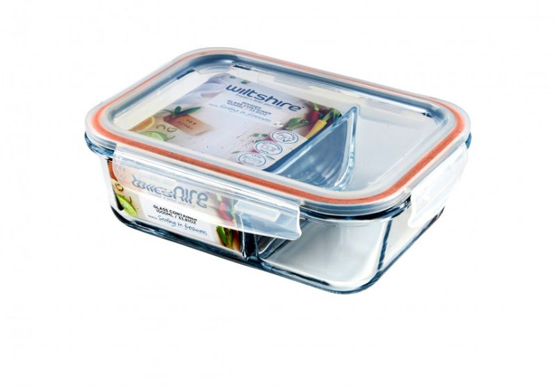 Wiltshire - Rectangle Glass Container with 2 Dividers 930ml