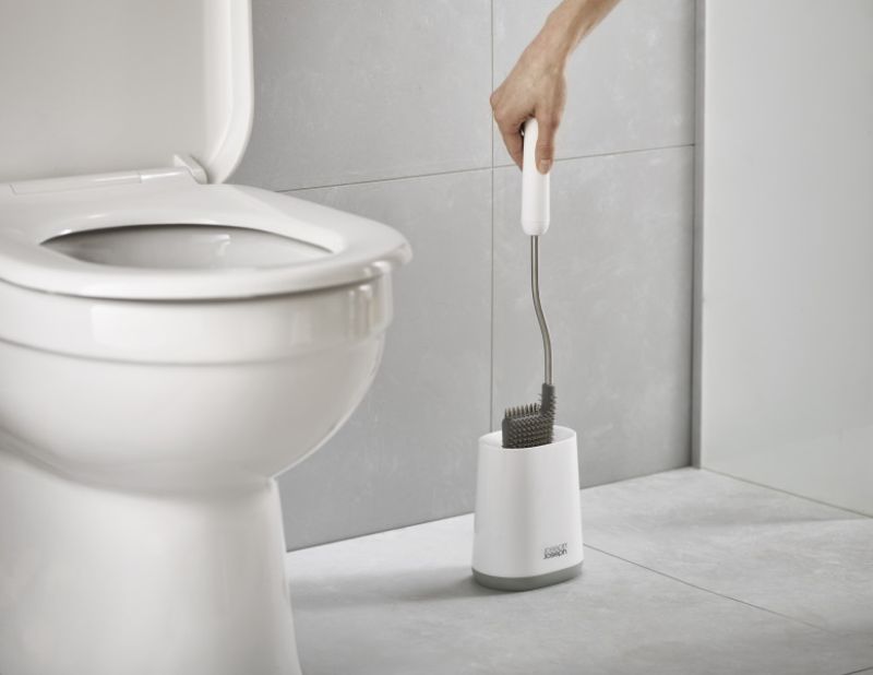 Joseph Joseph Flex Lite Toilet Brush in Grey with flexible head for efficient, hygienic cleaning and stylish holder.