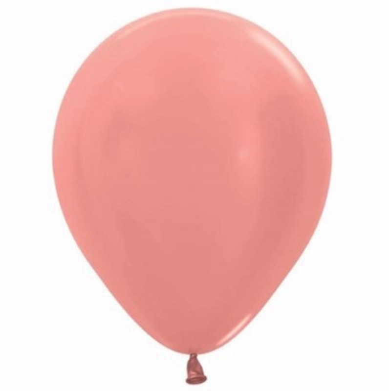 Pack of 25 metallic pearl rose gold latex balloons, 30cm, perfect for elegant celebrations and decorations.