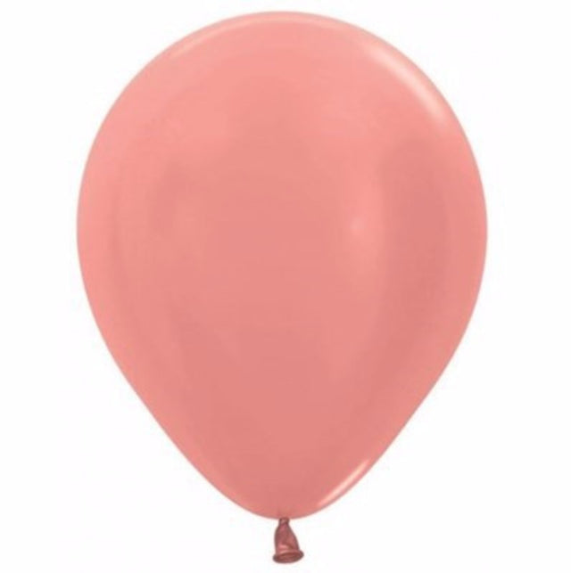 Pack of 25 metallic pearl rose gold latex balloons, 30cm, perfect for elegant celebrations and decorations.